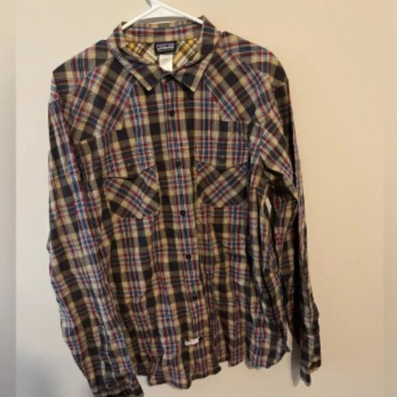 Patagonia Shirt Mens L Brown Plaid Organic Cotton Western Style Button Up - Picture 1 of 7